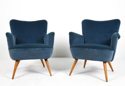 PAIR OF ITALIAN VELOUR LOUNGE CHAIRS C. 1960S