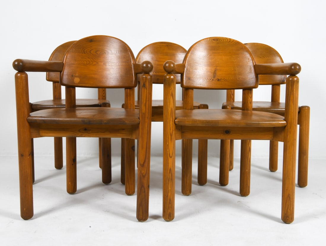 (5) RAINER DAUMILER PINE DINING CHAIRS C. 1970S (1 of 18)