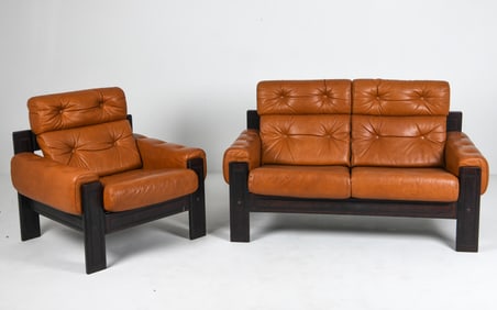 EKORNES 'BRASILIA' LEATHER SOFA & LOUNGE CHAIR