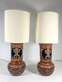 JOHGUS BORNHOLM STYLE CERAMIC TABLE LAMPS 1970S