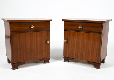(2) ART DECO GERMAN TEAK NIGHT STANDS C. 1950S