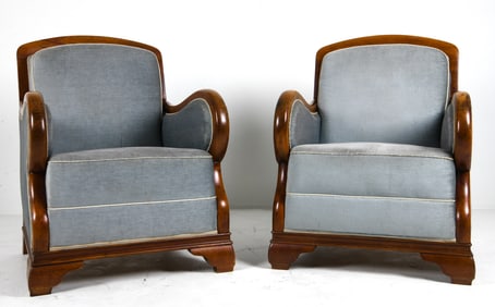 PAIR OF ART DECO DUTCH OAK LOUNGE CHAIRS C. 1920'S
