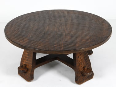 DUTCH BRUTALIST OAK COFFEE TABLE C. 1950S