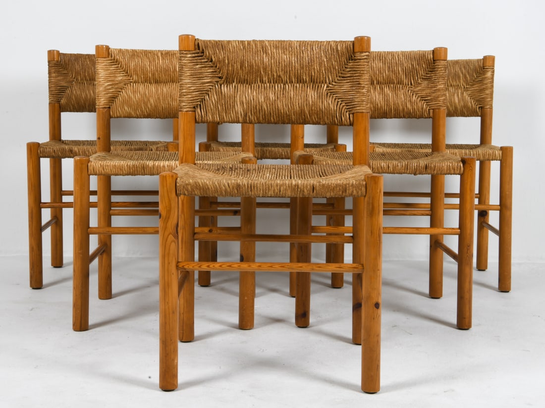 (6) STYLE OF CHARLOTTE PERRIAND PINE DINING CHAIRS (1 of 13)