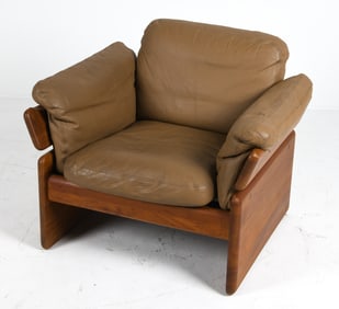 MIKAEL LAURSEN DANISH LEATHER & TEAK LOUNGE CHAIR