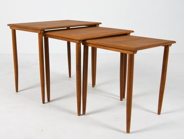 BRAMIN STYLE DANISH TEAK NESTING TABLES C. 1960S