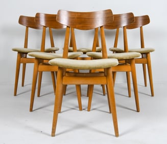 (6) FARSTRUP STYLE GERMAN WALNUT DINING CHAIRS