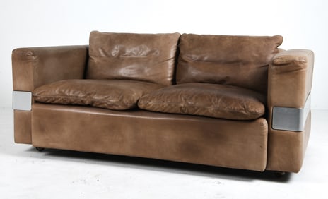 ATTR. HANS KAUFELD GERMAN LEATHER SOFA C.1970S