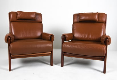 ERIK OLE JORGENSEN STYLE LEATHER HIGHBACK CHAIRS