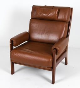 ERIK OLE JORGENSEN STYLE LEATHER LOUNGE CHAIR
