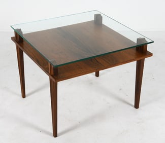 WILHELM RENZ GERMAN ROSEWOOD & GLASS COFFEE TABLE