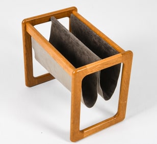 ATTR. KAI KRISTIANSEN TEAK & LEATHER MAGAZINE RACK