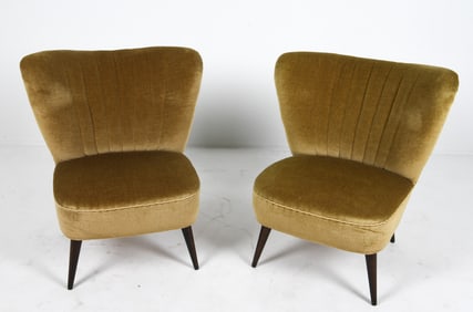 PAIR OF DUTCH MOHAIR & BEECH COCKTAIL CHAIRS 1950S