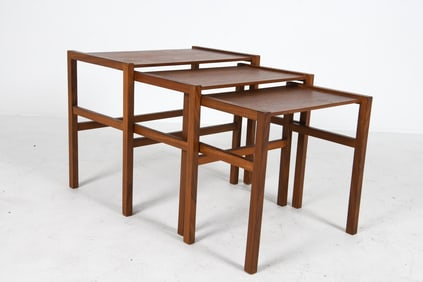 MANNER OF OPAL MOBEL TEAK NESTING TABLE SET 1960S
