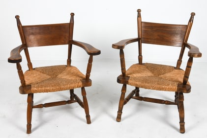 PAIR OF DUTCH OAK EASY CHAIRS