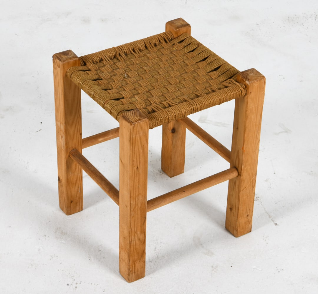 DUTCH PINE & ROPE STOOL C. 1970S (1 of 9)