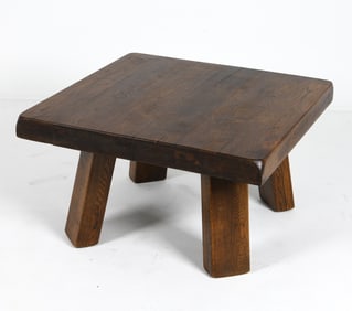 DUTCH BRUTALIST SQUARE OAK COFFEE TABLE C. 1970S