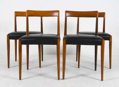 (4) LUBKE GERMAN ROSEWOOD & LEATHER DINING CHAIRS