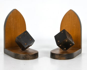 PAIR OF ART & CRAFTS DICE BOOKENDS C. 1920S