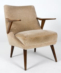 KURT OLSEN STYLE GERMAN BEECH & WOOL LOUNGE CHAIR