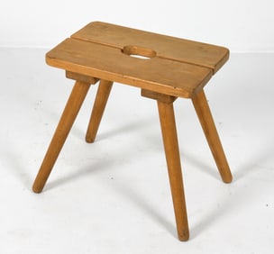 GERMAN OAK WORKERS STOOL C. 1970S