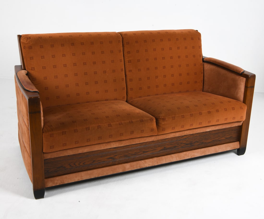 ATTR. SCHUITEMAN ART DECO LEATHER & FABRIC SOFA (1 of 14)