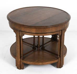 ART DECO DUTCH OAK NESTING COFFEE TABLE SET 1930S