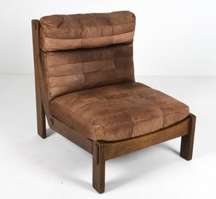 MANNER OF CARL STRAUB OAK & LEATHER LOUNGE CHAIR