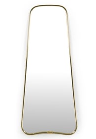 LENZGOLD GERMAN BRASS FRAME WALL MIRROR C. 1960S