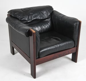 ARNE NORELL STYL DANISH LEATHER BEECH LOUNGE CHAIR