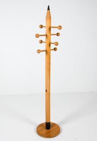 PENCIL SHAPE DUTCH PINE COAT RACK C. 1970S