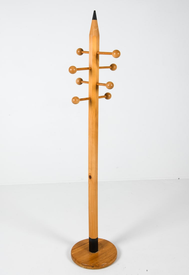 PENCIL SHAPE DUTCH PINE COAT RACK C. 1970S (1 of 6)