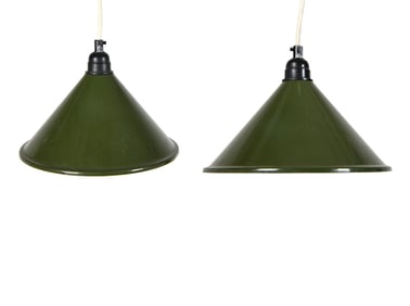 (2) DUTCH METAL PENDANT LIGHTS C. 1960S