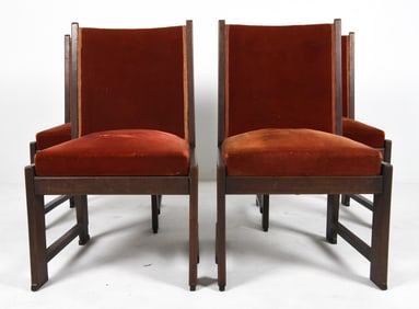 (4) HAAGSE SCHOOL STYLE DUTCH OAK DINING CHAIRS