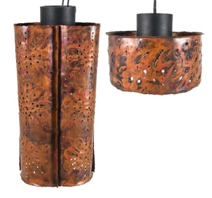AIMO TUKIAINEN STYLE COPPER PENDANT LIGHTS C.1960S