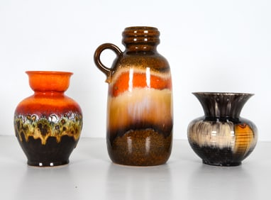 WEST GERMAN CERAMIC VASE GROUPING C. 1970S