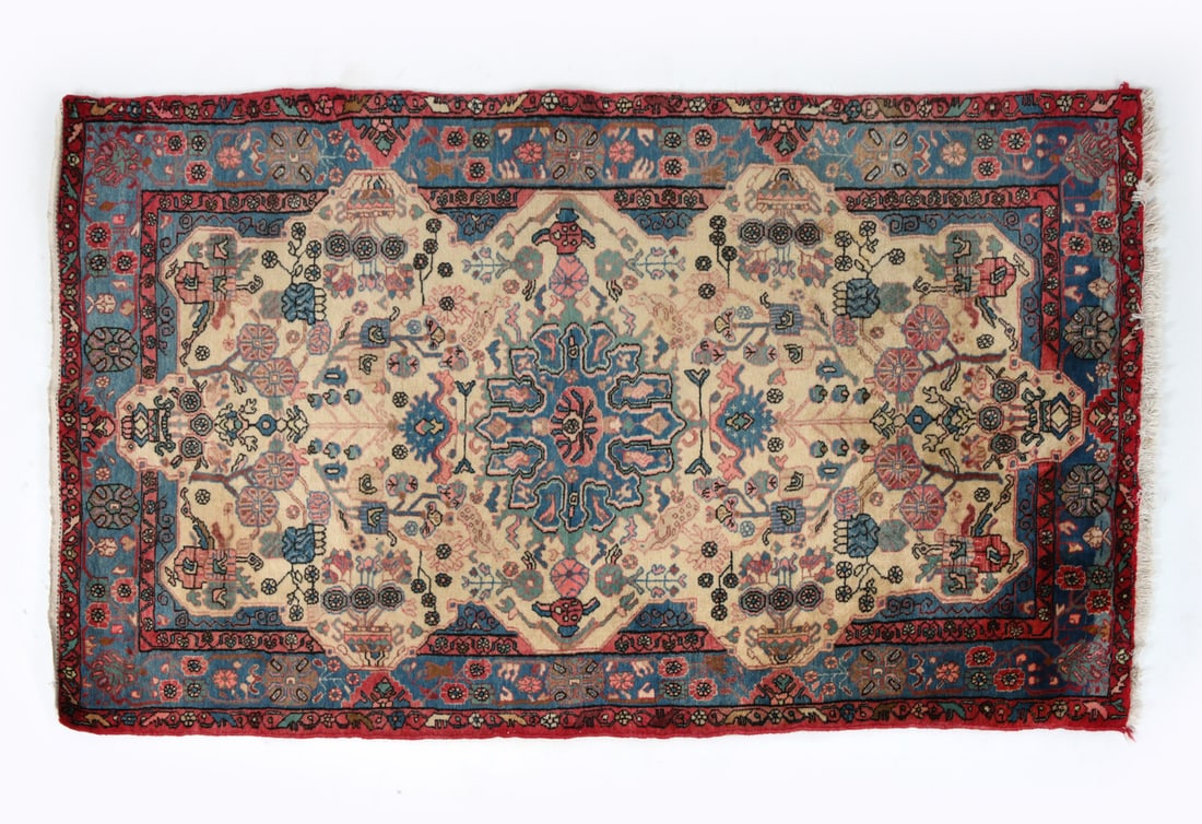 PERSIAN KIRMAN WOOL RUG C. 1970S (1 of 7)