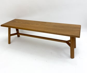 MID-CENTURY TRESTLE STYLE OAK COFFEE TABLE