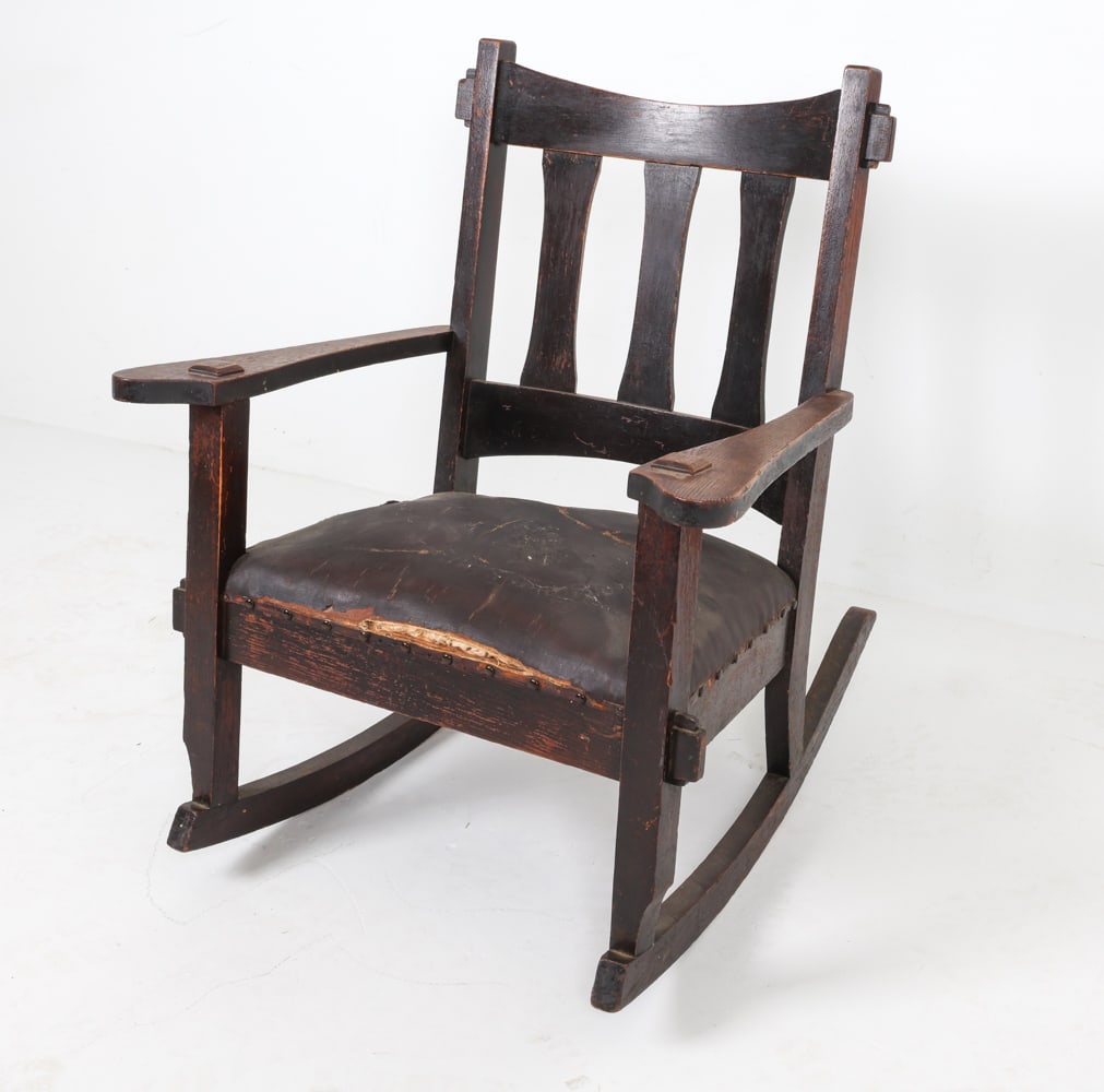 STICKLEY STYLE ANTIQUE OAK ROCKING CHAIR (1 of 20)