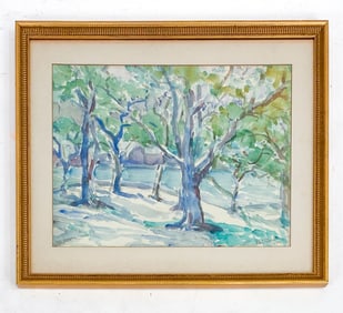 1951 NYC PARK WATERCOLOR ON PAPER