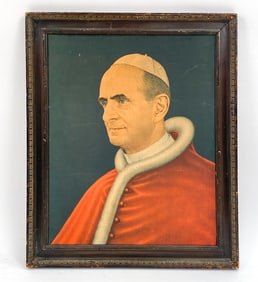 20TH C. PORTRAIT OF POPE PAUL VI PRINT ON FABRIC