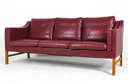 MOGENS HANSEN STYLE DANISH LEATHER SOFA C. 1970S
