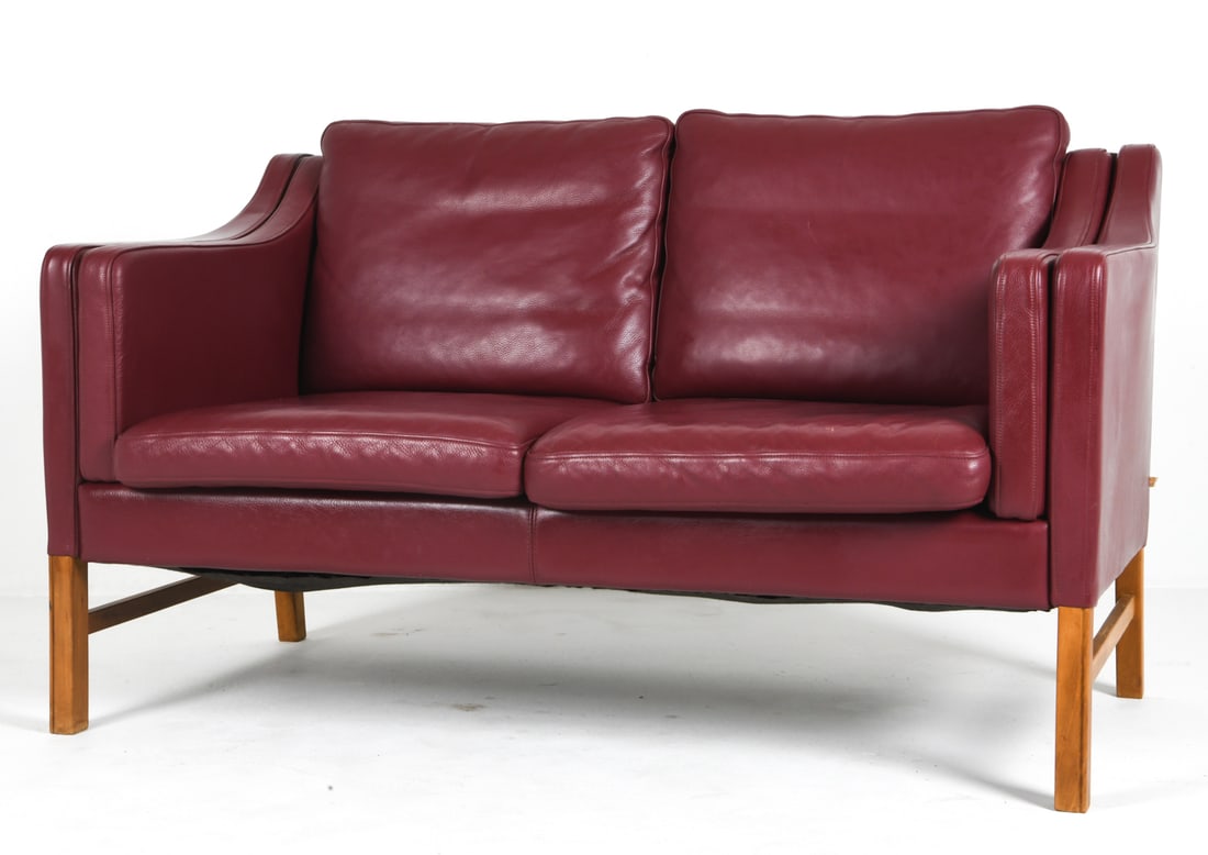 MOGENS HANSEN STYLE DANISH LEATHER LOVESEAT SOFA (1 of 14)