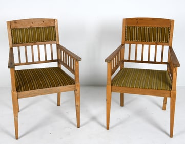 SWEDISH PINE & WOOL ARMCHAIRS C. 1950S