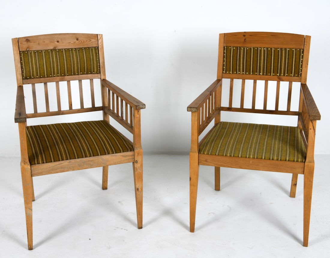 SWEDISH PINE & WOOL ARMCHAIRS C. 1950S (1 of 14)