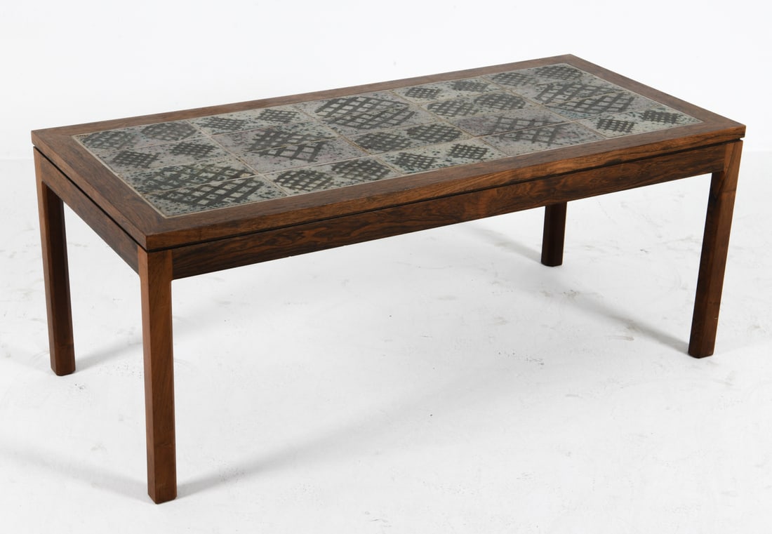 TUE POULSEN ROSEWOOD & TILE COFFEE TABLE C. 1970S (1 of 10)
