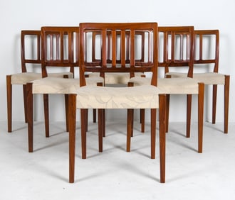 (6) NILS JONSSON SWEDISH TEAK DINING CHAIRS 1970S