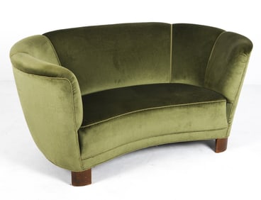 SLAGELSE STYLE DANISH ART DECO MOHAIR BANANA SOFA