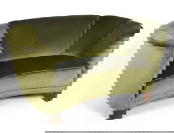 SLAGELSE STYLE DANISH ART DECO MOHAIR BANANA SOFA