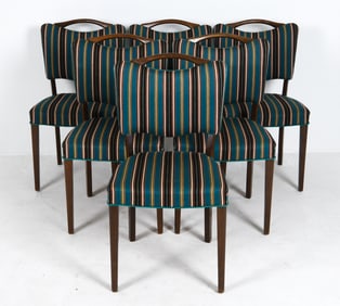 (6) DANISH BEECH & WOOL DINING CHAIRS C. 1970S